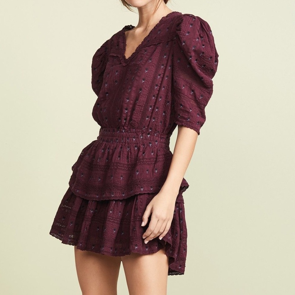Love Shack Fancy burgundy Marissa dress